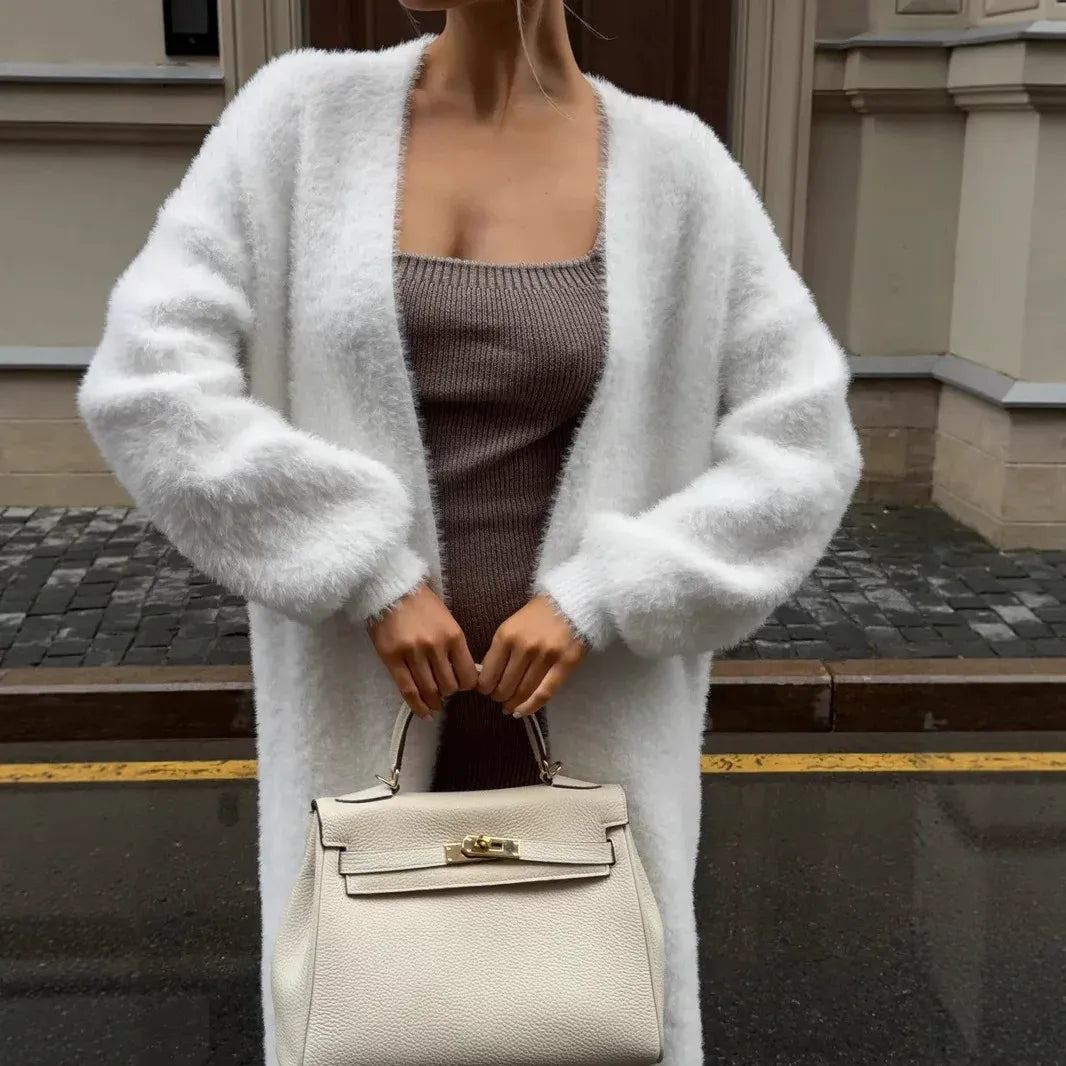 Astoria Softline Long White Knit Cardigan