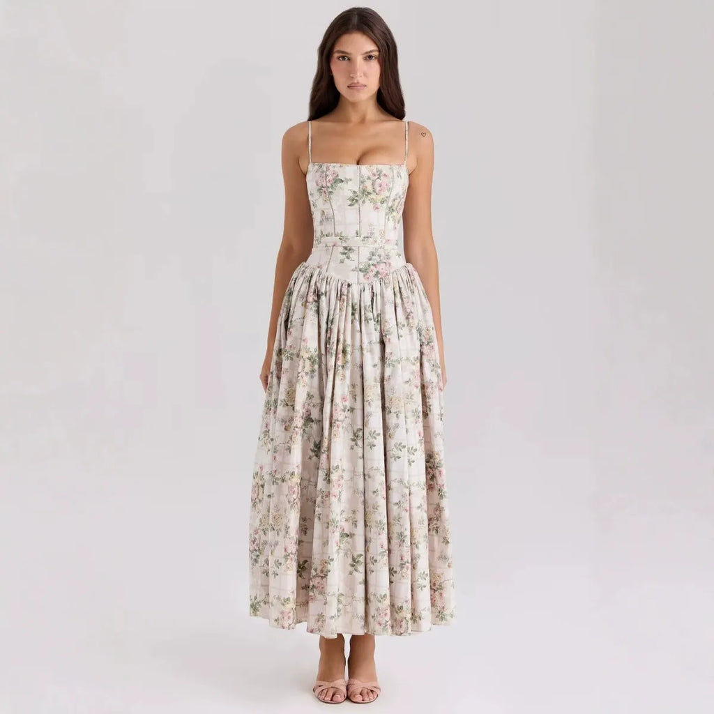 Naida Floral Corset Maxi Dress