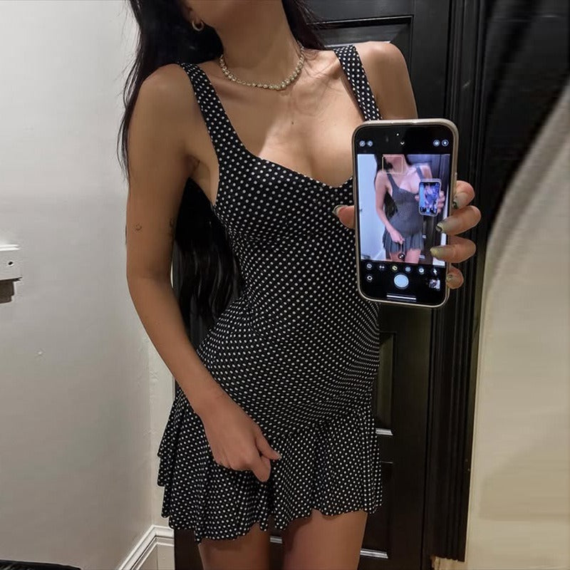 Polka Dot V-Neck Mini Dress