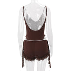 Lace Trim Cami Shorts Set