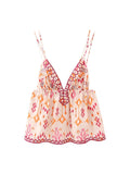 Nymira Boho Print Ruffle Cami Top