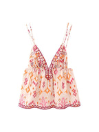 Nymira Boho Print Ruffle Cami Top
