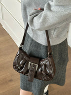 Haven Vintage Buckle Ruched Shoulder Bag