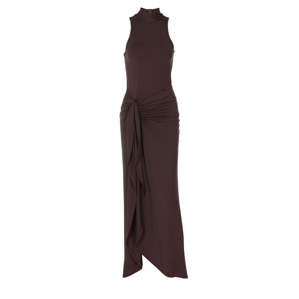 High Neck Draped Maxi Dress