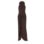 High Neck Draped Maxi Dress