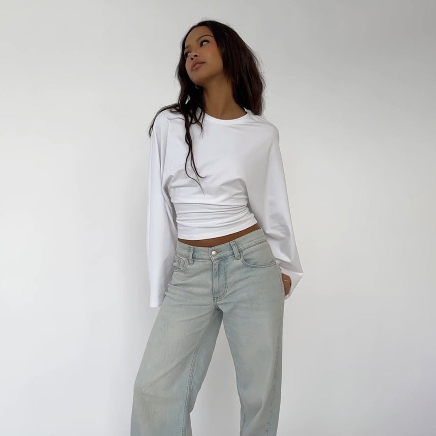 Long Sleeve Fitted Cropped Top