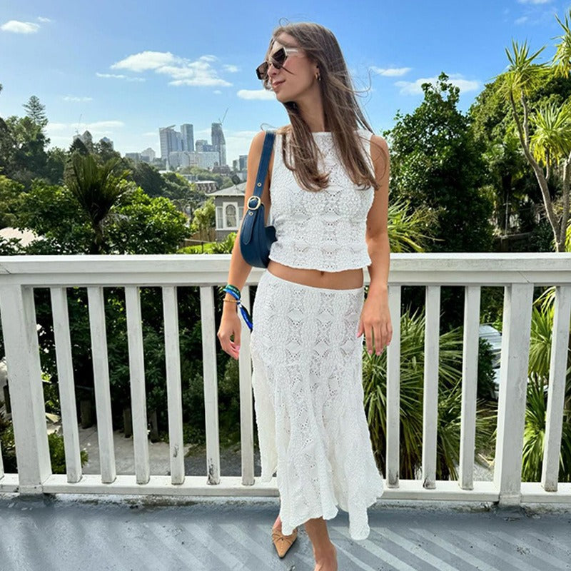 Lace Top & Midi Skirt Set