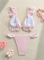 Tamina Blush Ruffle Lace Bikini Set
