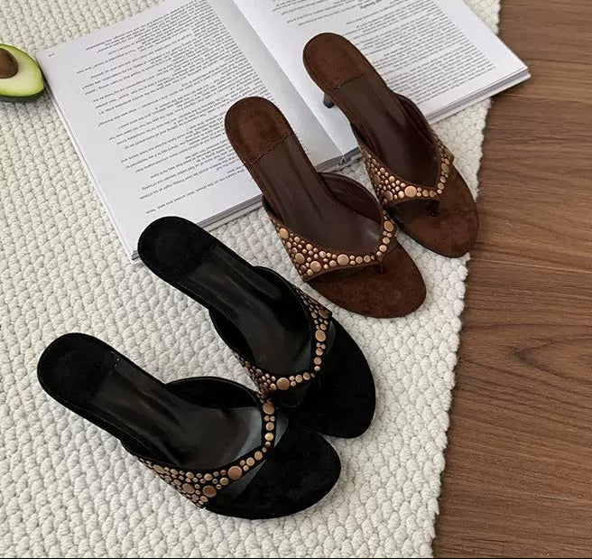 Tessa Studded Open-Toe Heeled Mules