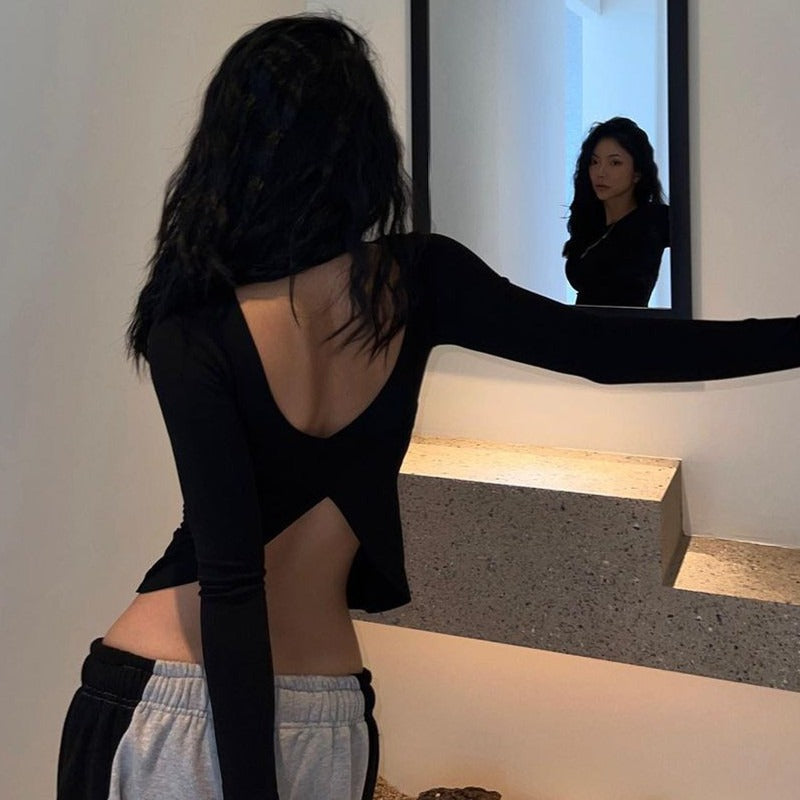Open-Back Long Sleeve Top
