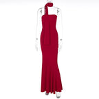 Parisa Sculpt Halter Maxi Dress
