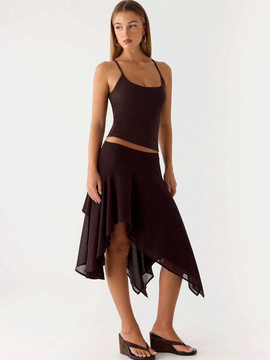 Mei Asymmetric Midi Skirt