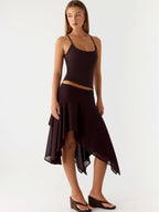 Mei Asymmetric Midi Skirt