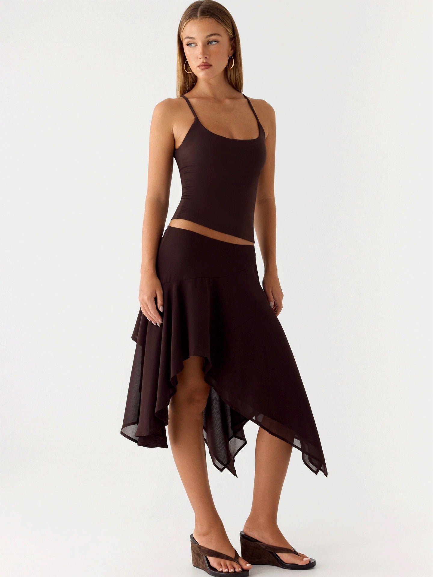Mei Asymmetric Midi Skirt