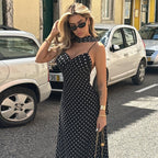 Polka Dot Scarf Detail Maxi Dress