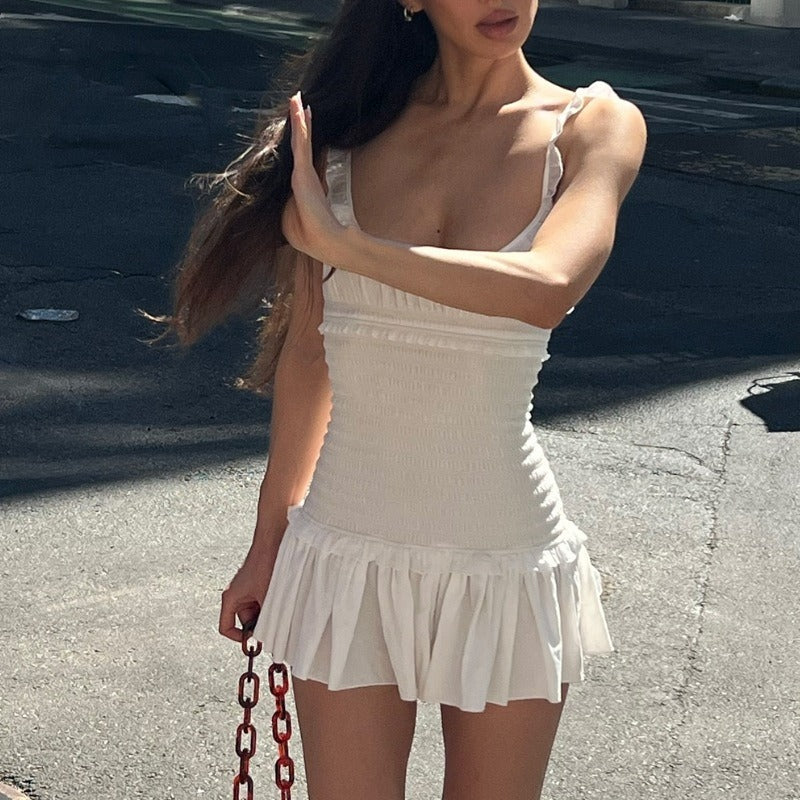 Smocked Ruffle Mini Dress