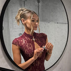 Venya Burgundy Lace Mini Dress