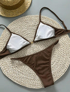 Ines Gold Detail Ribbed Bikini Set