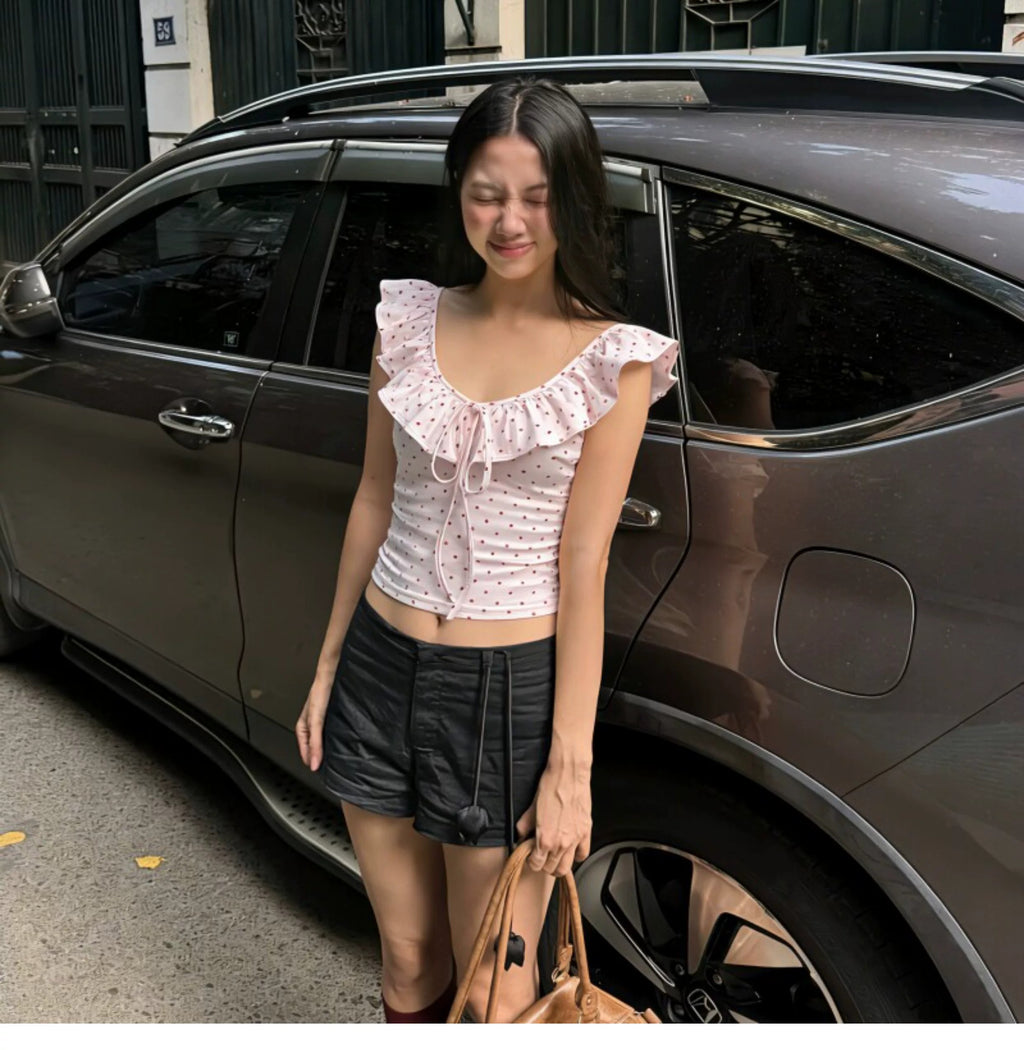 Riko Ruffle Tie Front Crop Top