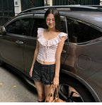 Riko Ruffle Tie Front Crop Top