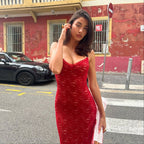 Lace Slip Red Maxi Dress