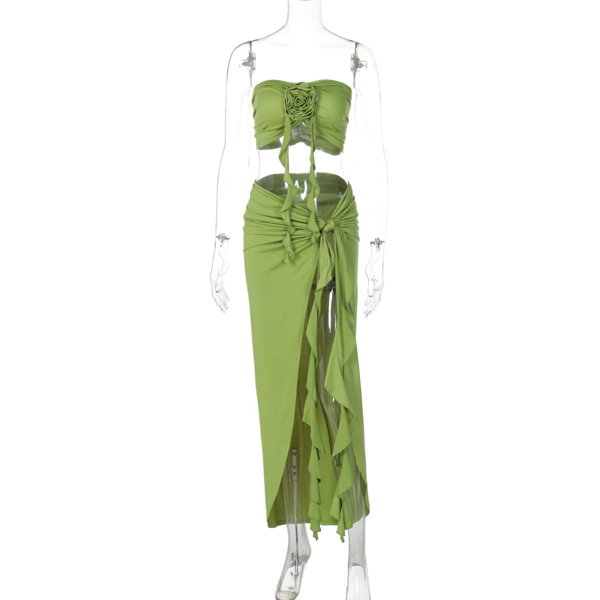 Vanya Draped Rose Detail Skirt Set