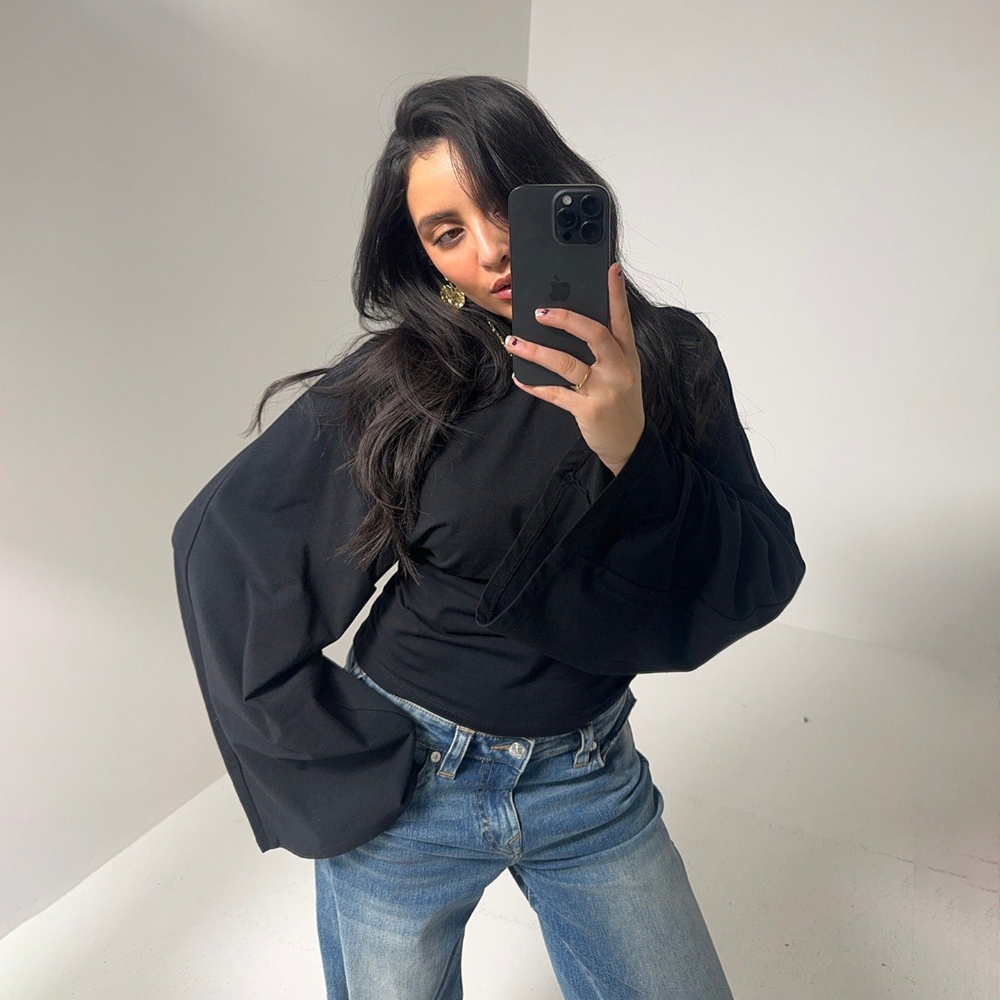 Long Sleeve Fitted Cropped Top