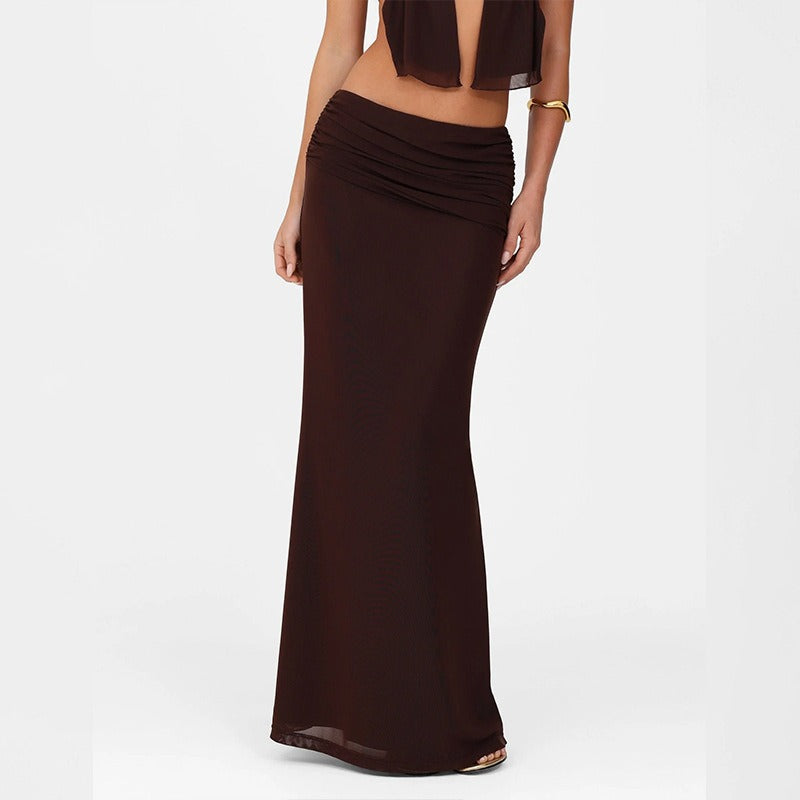 Chocolate Halter Maxi Skirt Set
