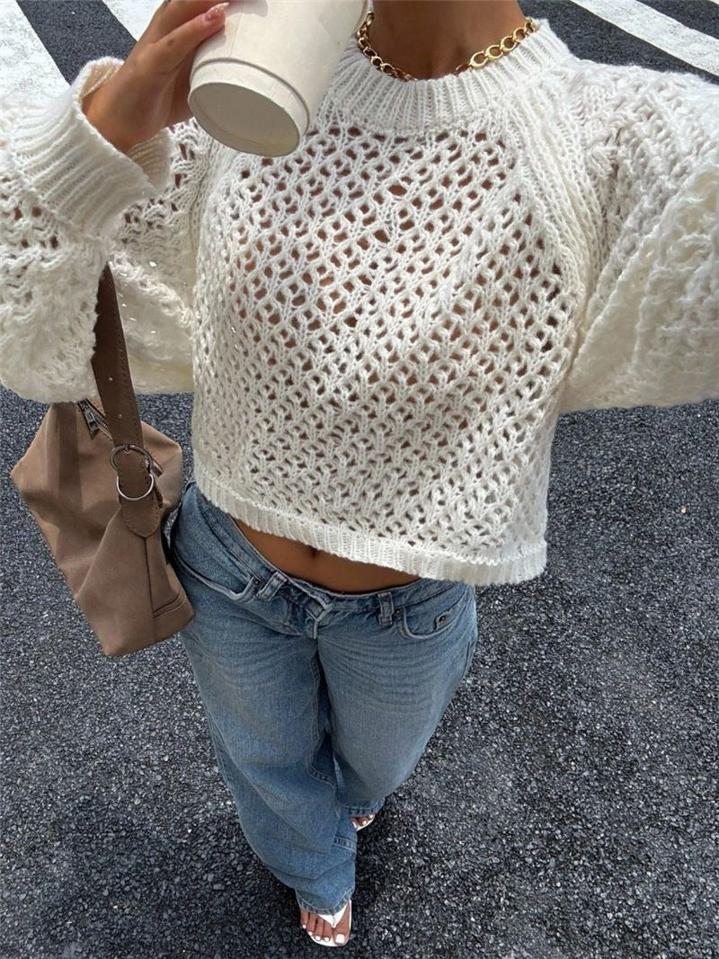 Zinnia Open-Back Crochet Knit Cardigan