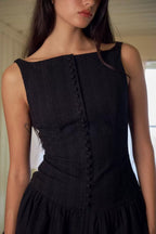 Mireille Vintage Button-Front Mini Dress