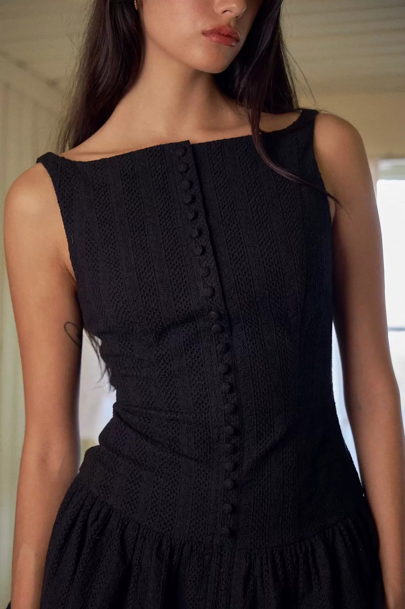 Mireille Vintage Button-Front Mini Dress