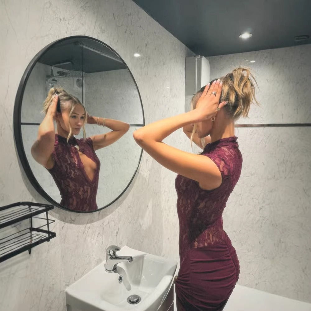 Venya Burgundy Lace Mini Dress