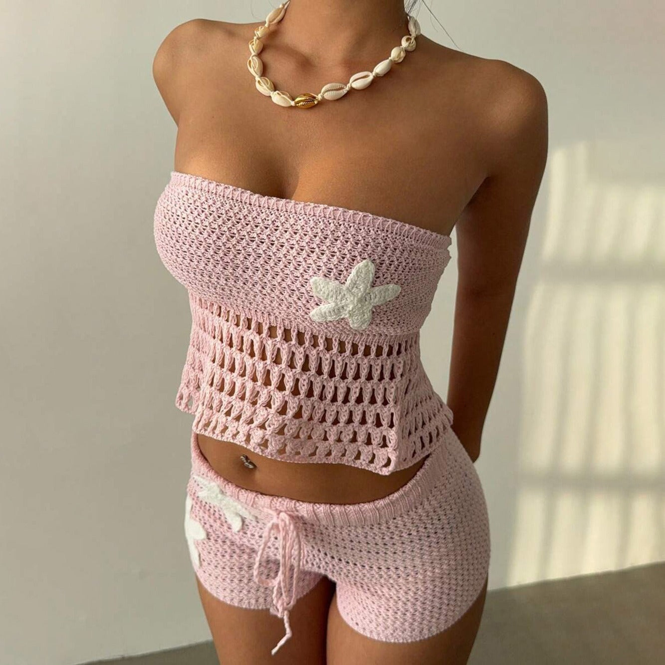Cosette Starfish Crochet Shorts Set