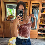Gingham Lace Trim Cami Top