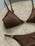 Ines Gold Detail Ribbed Bikini Set