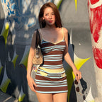 Bianca Retro Stripe Mini Skirt Set