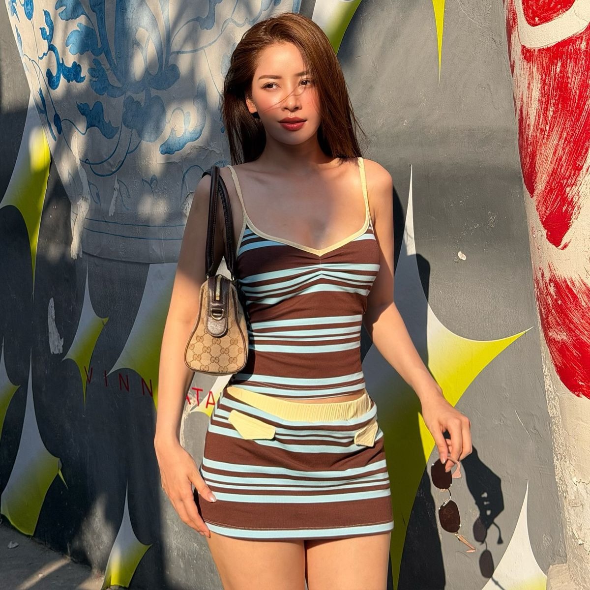 Bianca Retro Stripe Mini Skirt Set