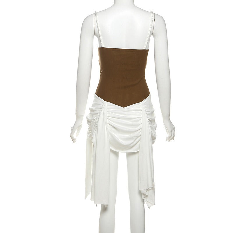 Saga Contrast Draped Mini Dress