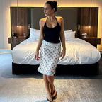 Nisa Sequin Polka Dot Lace Hem Midi Skirt