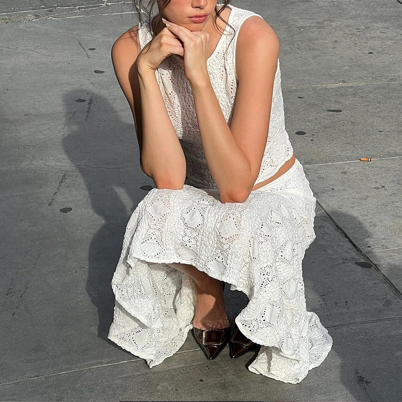 Lace Top & Midi Skirt Set