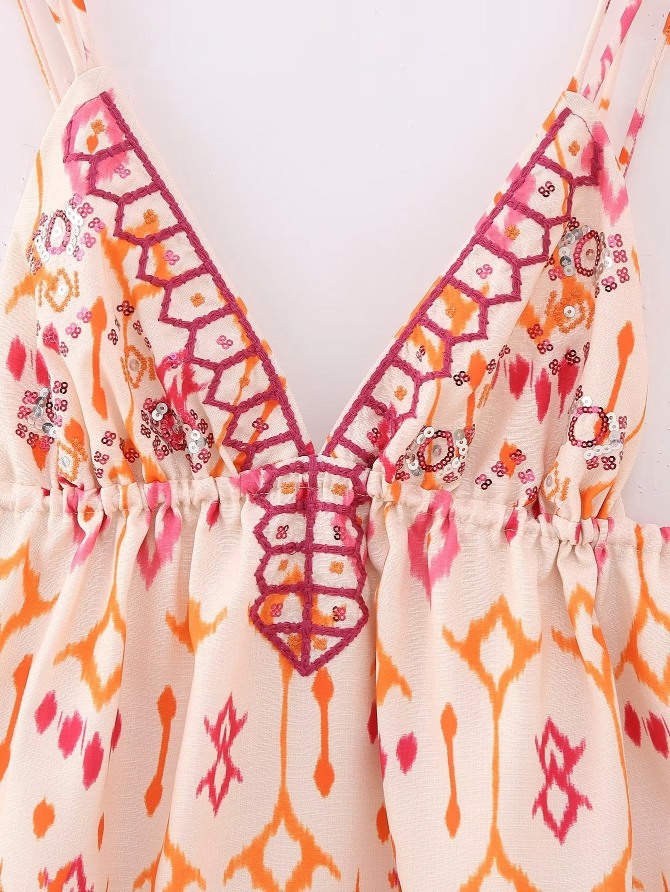 Nymira Boho Print Ruffle Cami Top