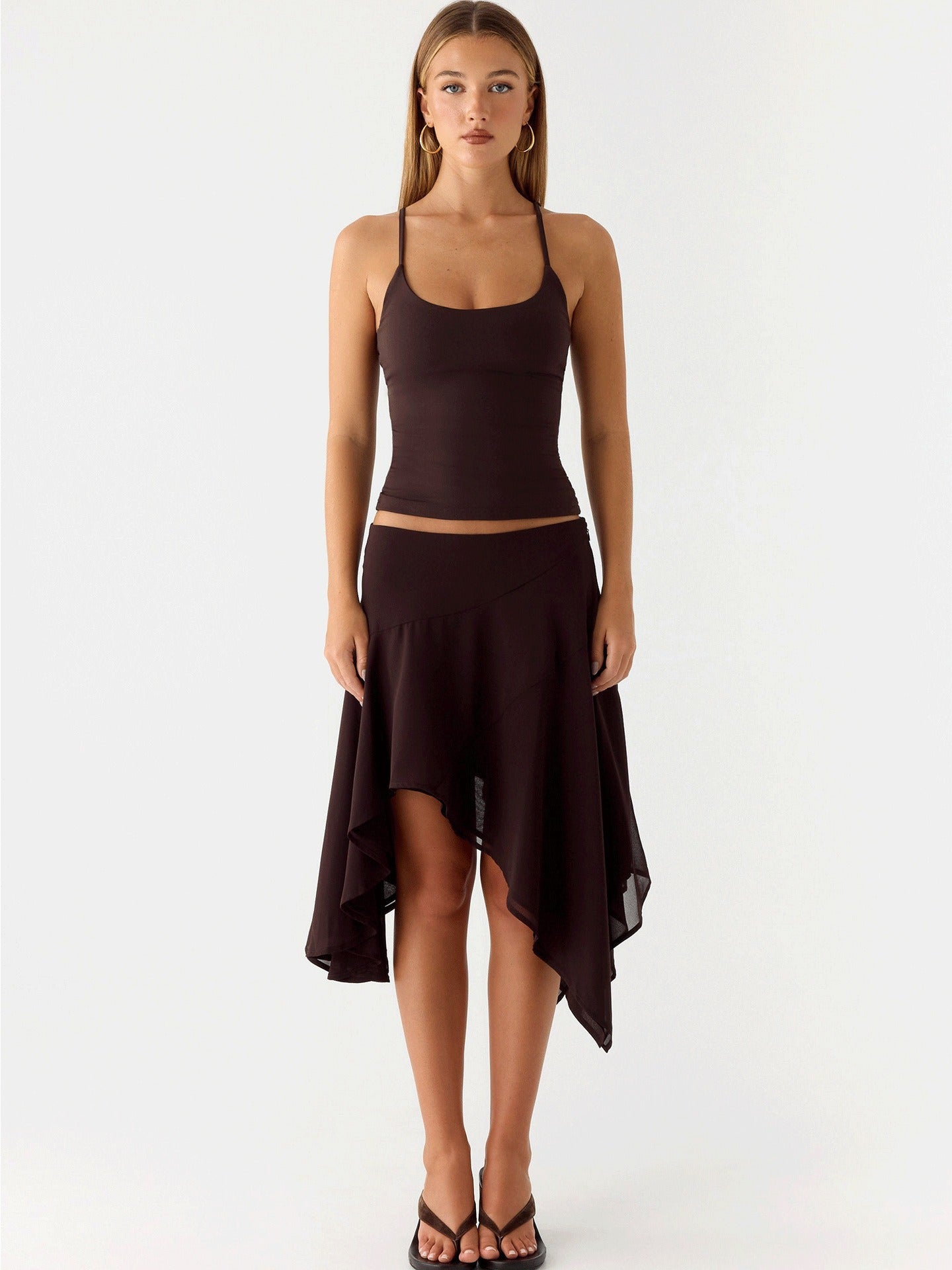 Mei Asymmetric Midi Skirt