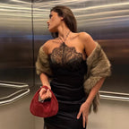 Marzia Lace Halter Mini Dress