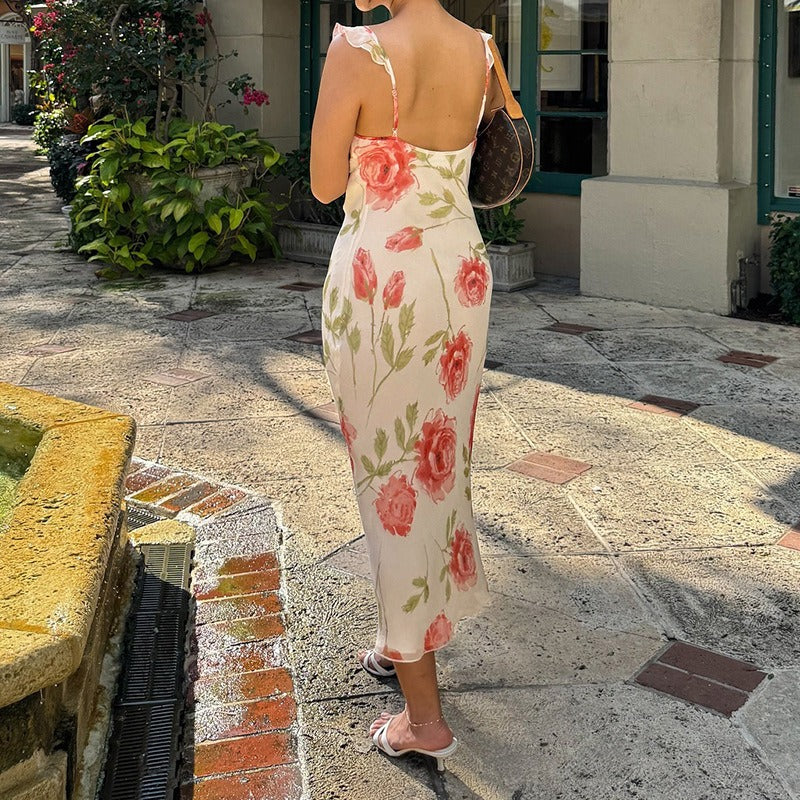 Chiara Rose Print Midi Dress