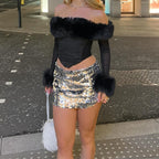 Faux Fur Trim Corset Top