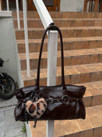 Cecily Vintage Waxed Leather Buckle Tote Bag