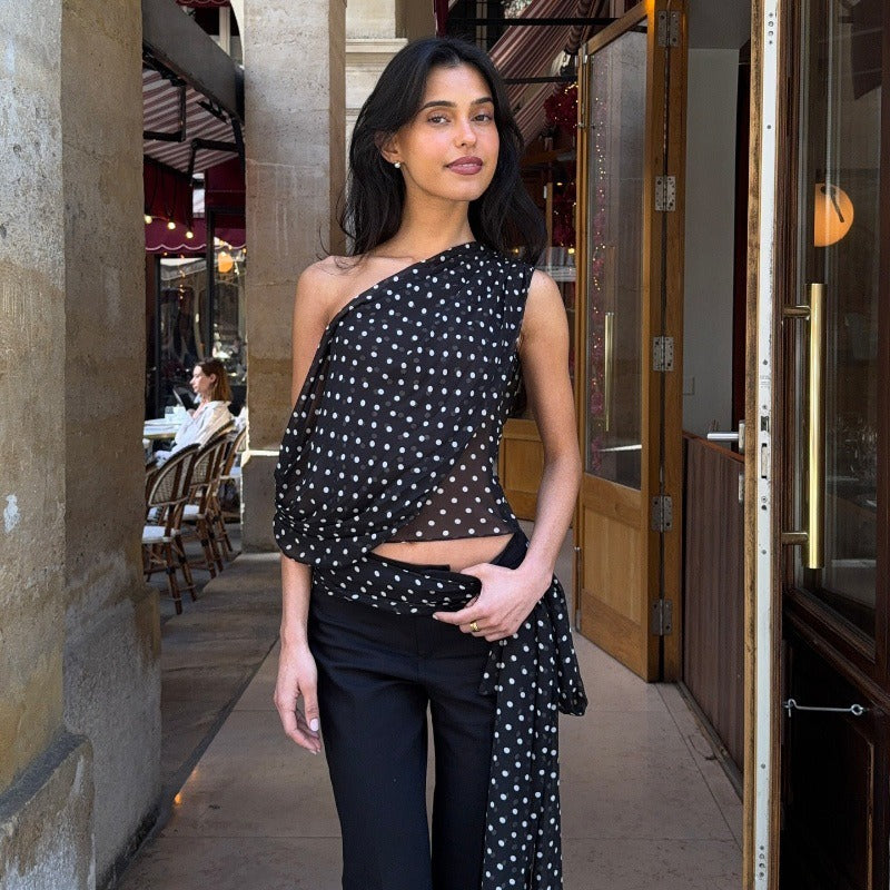Polka Dot Mesh Top
