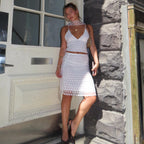 Polka Dot Mesh Cami & Midi Skirt Set (With Choker)