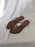 Layla Embroidered Rhinestone Toe-Loop Sandals