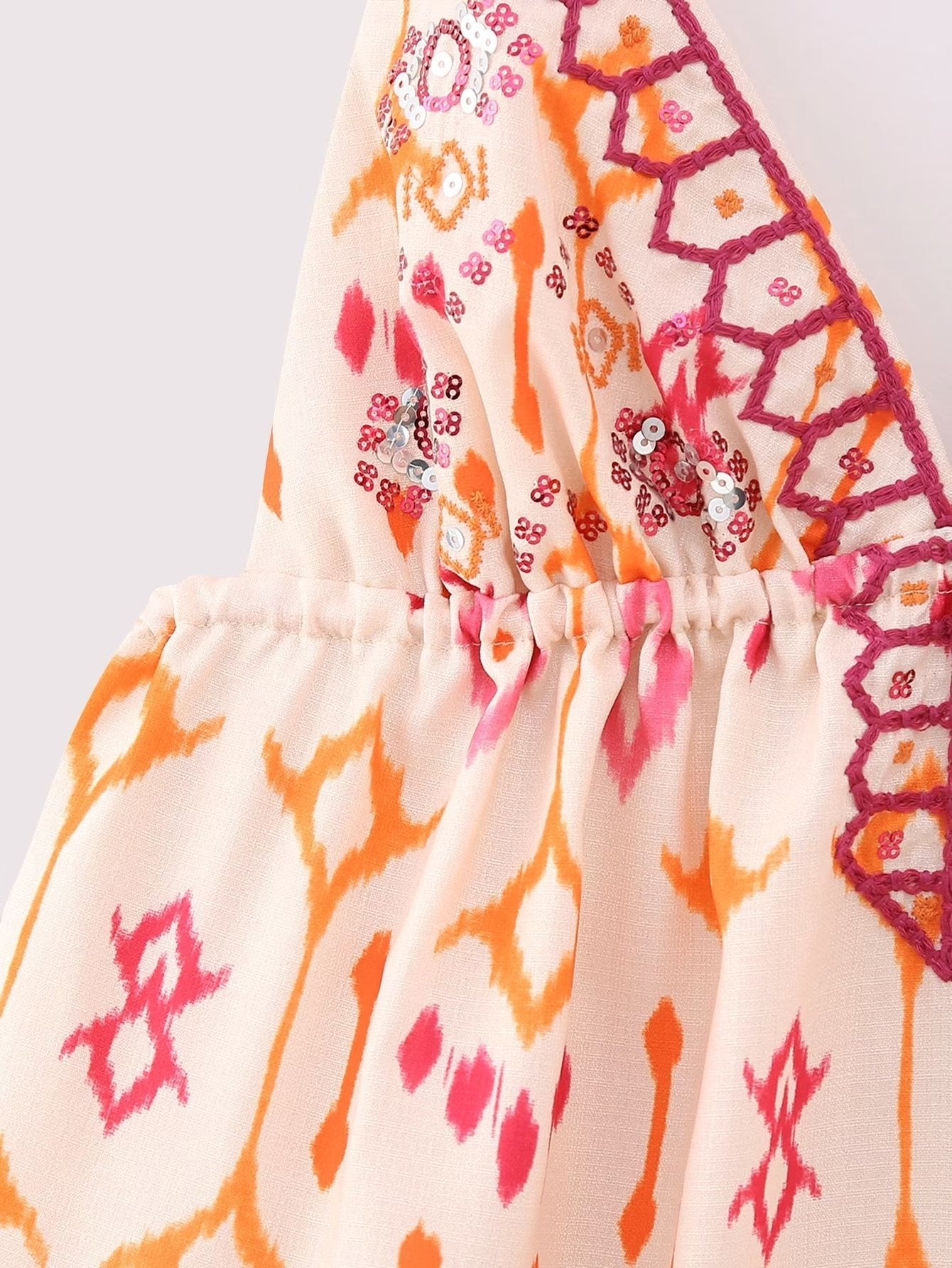 Nymira Boho Print Ruffle Cami Top